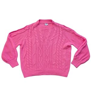 Crown & Ivy Pink Follow Your Heart Cable Knit Sweater NWT Size XXL